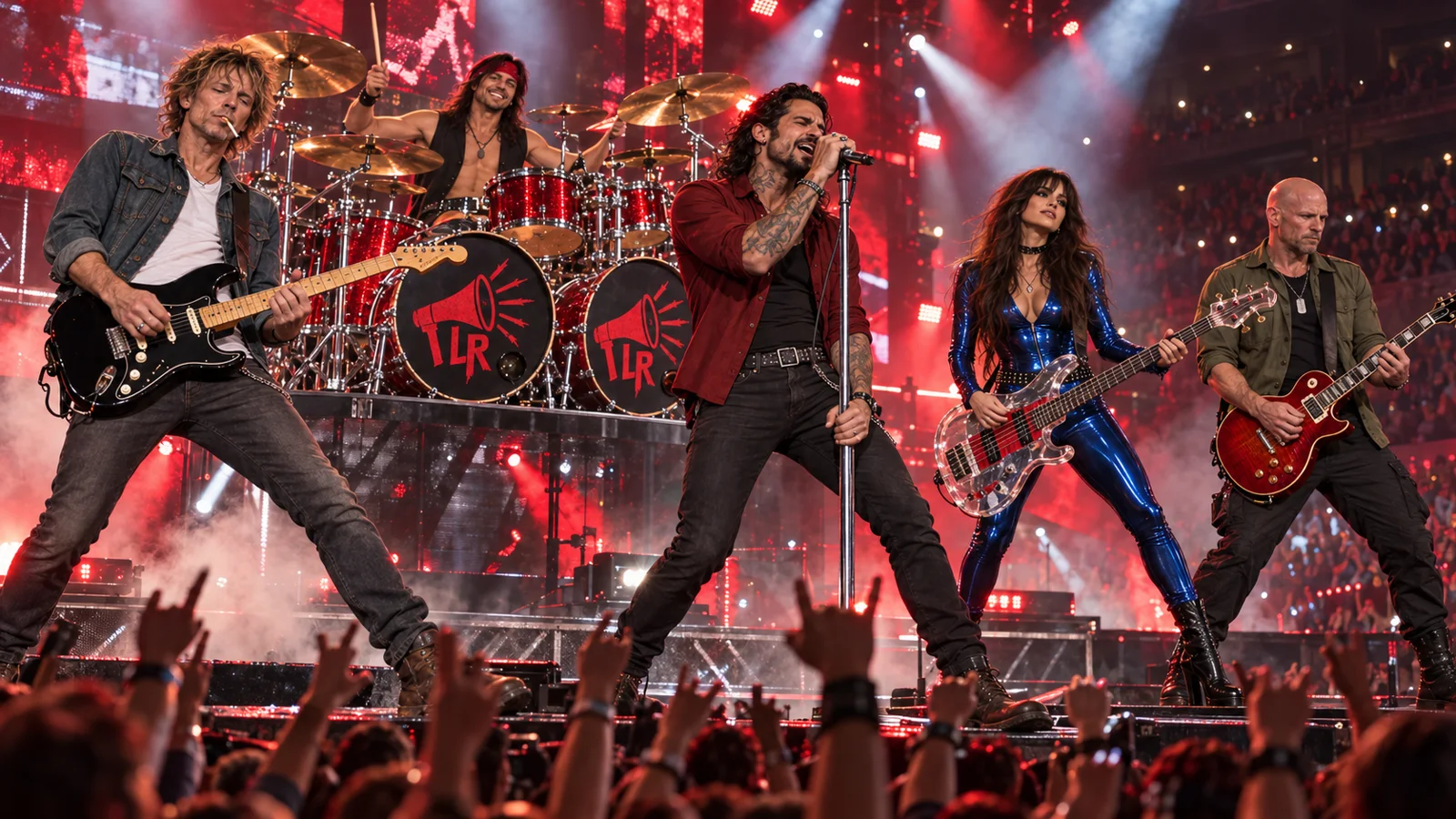 Loud Revolution live on an arena stage under red lights